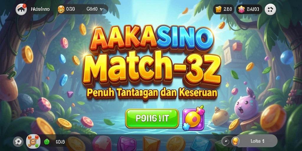 Tampilan gameplay AAKASINO dengan simbol berwarna-warni yang harus dicocokkan.