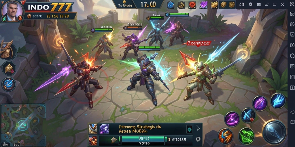 Tampilan dinamis pertarungan dalam game MOBA INDO777.