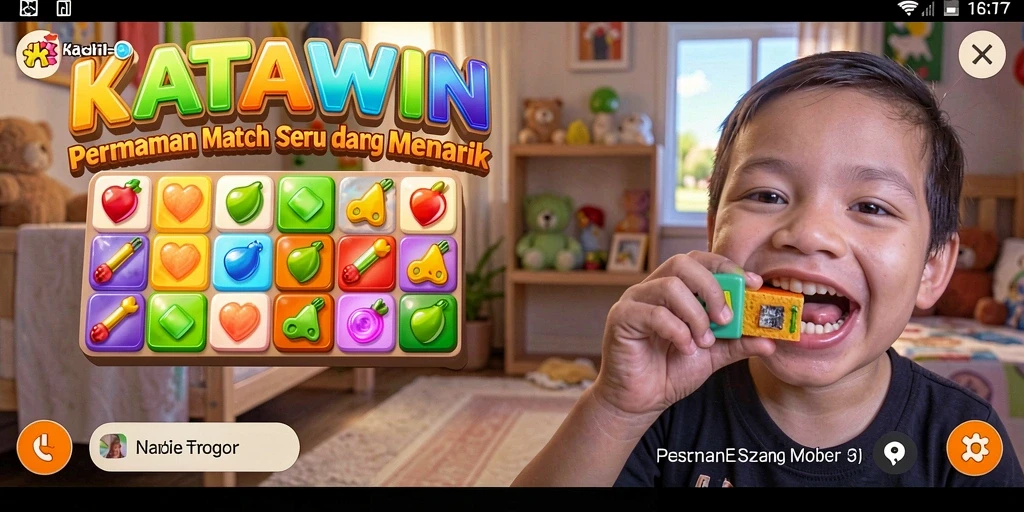 Tampilan gameplay seru dan menantang dalam KATAWIN Match-3.