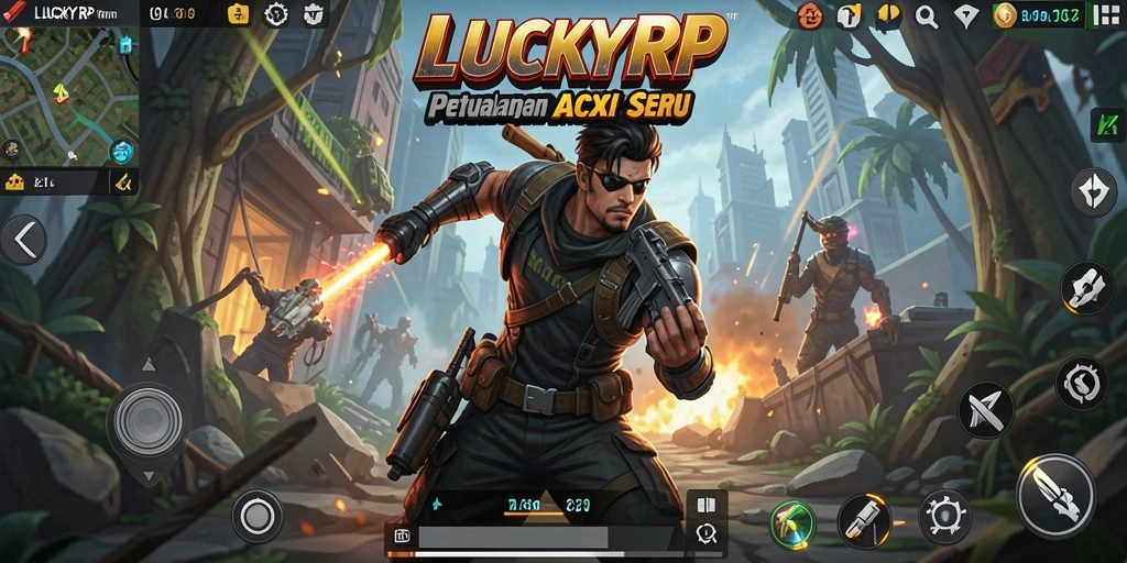 Tangkapan layar gameplay LUCKYRP yang menunjukkan aksi mendebarkan di medan perang.