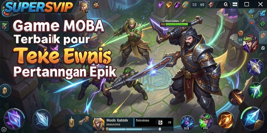 Tangkapan layar SUPERSVIP menampilkan aksi pertarungan seru dalam gameplay MOBA.